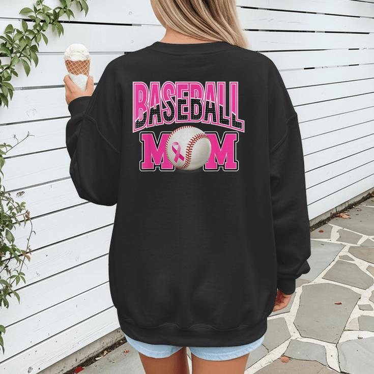 BASEBALL MOM BREAST CANCER RIBBON PINK SPORTS MOM Women's Sweatshirt Back Print BASEBALL MOM BREAST CANCER RIBBON PINK SPORTS MOM Women's Sweatshirt Back Print