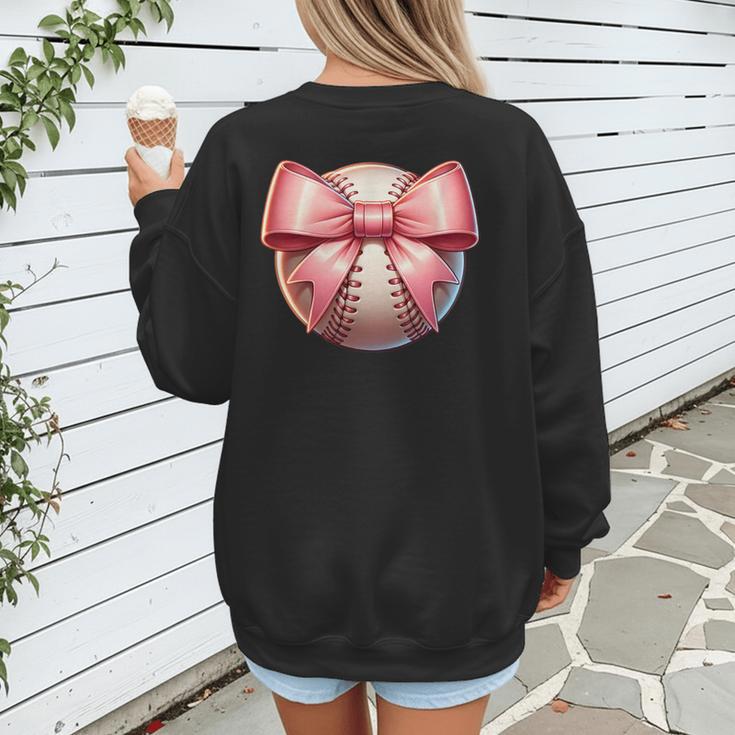 Baseball Mom Coquette Pink Bow Baseball Mom Women's Sweatshirt Back Print Baseball Mom Coquette Pink Bow Baseball Mom Women's Sweatshirt Back Print