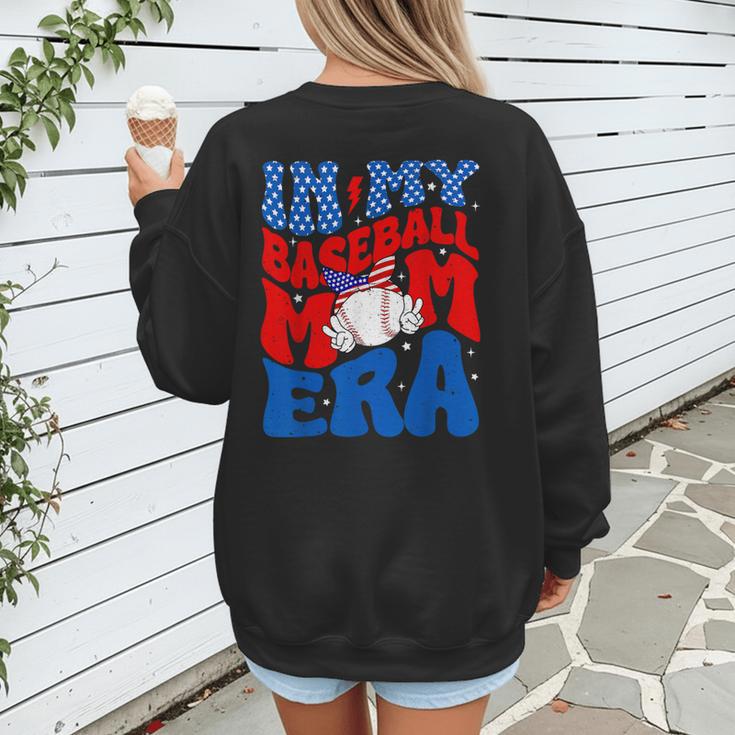 In My Baseball Mom Era Groovy Baseball Mother's Day US Flag Women's Sweatshirt Back Print