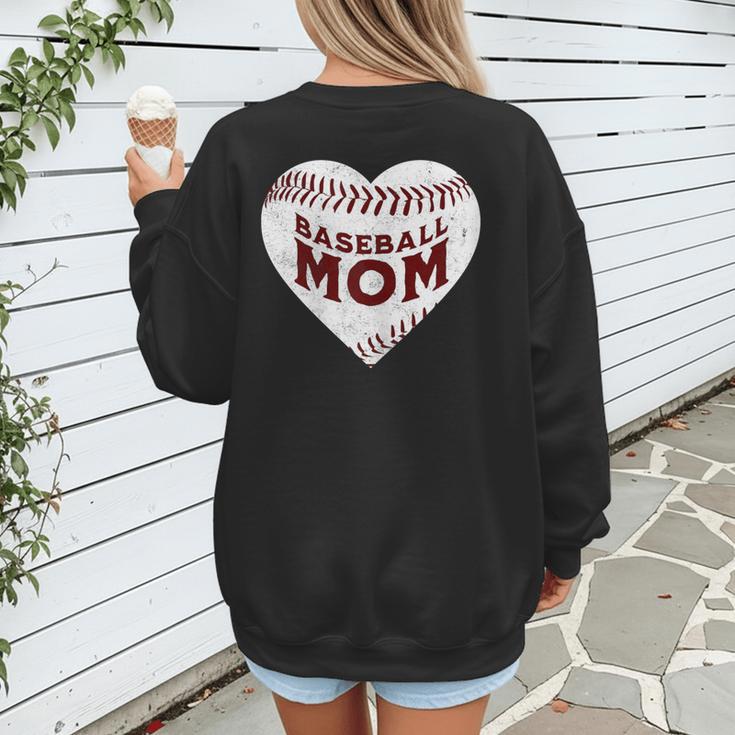 Baseball Mom Heart Love Mother's Day Game Day Support Women's Sweatshirt Back Print