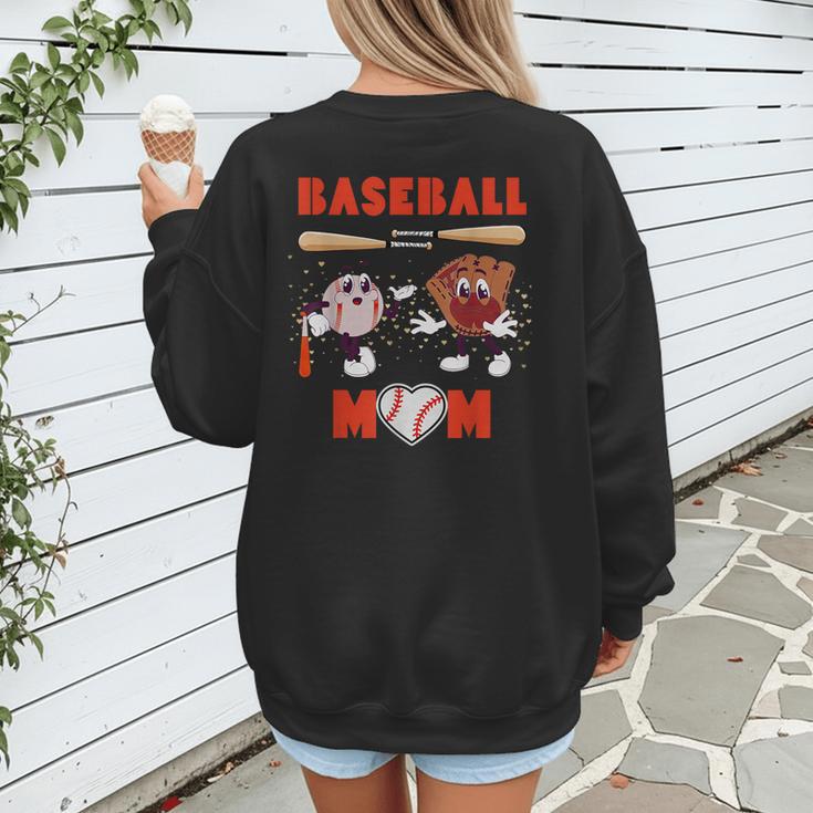 Baseball Mom Heart Baseball Mama Mother's Day Women's Sweatshirt Back Print