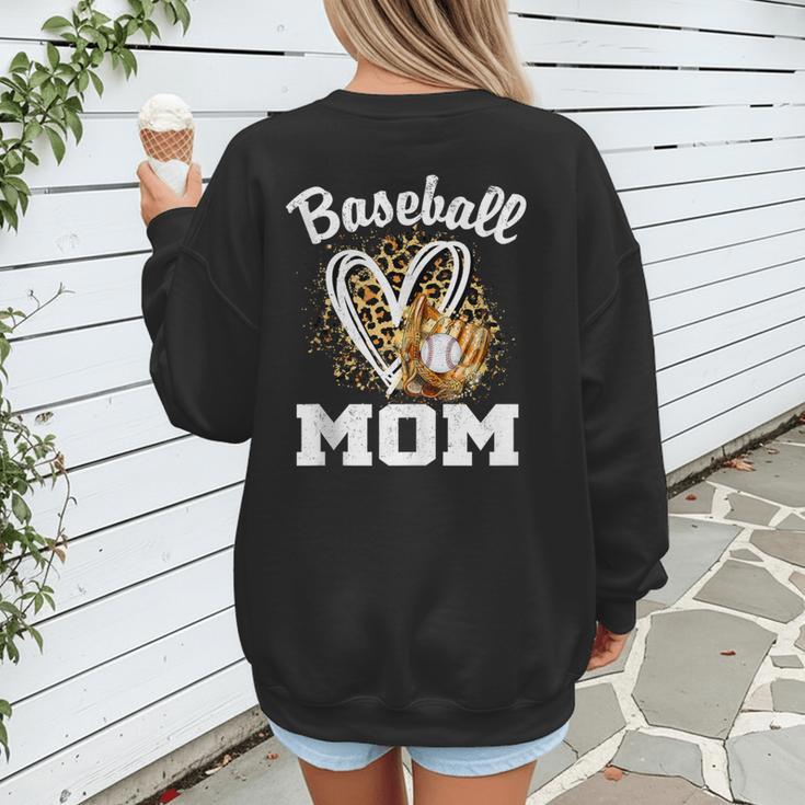 Baseball Mom Leopard Heart Matching Family Women's Sweatshirt Back Print