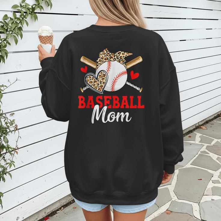 Baseball Mom Leopard Heart Mother's Day Girls Women's Sweatshirt Back Print Baseball Mom Leopard Heart Mother's Day Girls Women's Sweatshirt Back Print