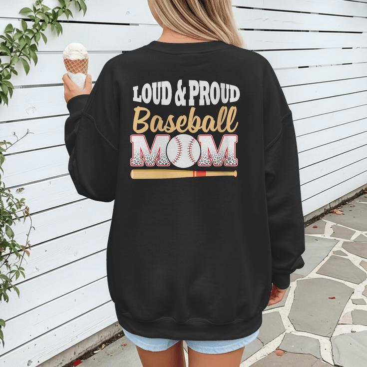 Baseball Mom Leopard Print Loud And Proud With Ball & Bat Women's Sweatshirt Back Print