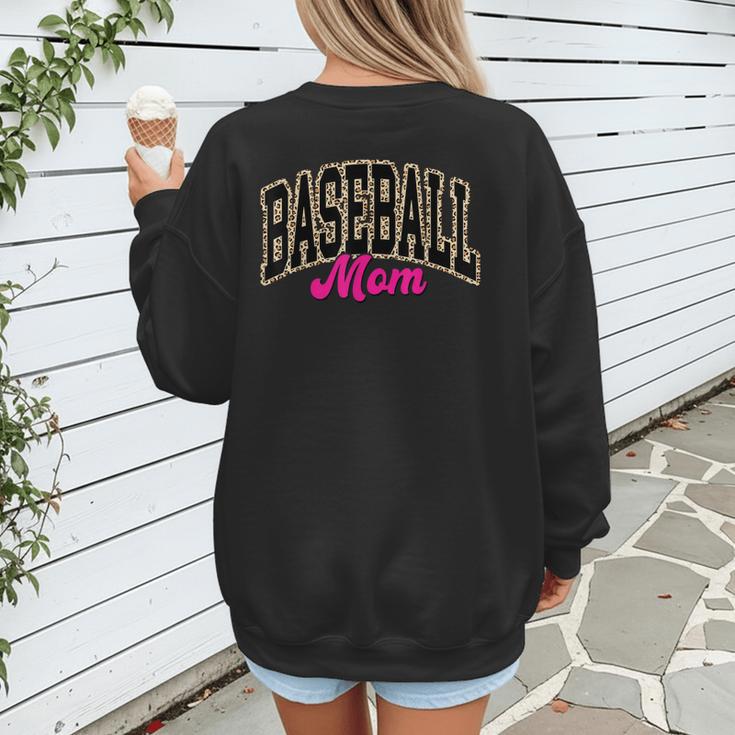 Baseball Mom Leopard Baseball Mama Life Girls Women Baller Women's Sweatshirt Back Print