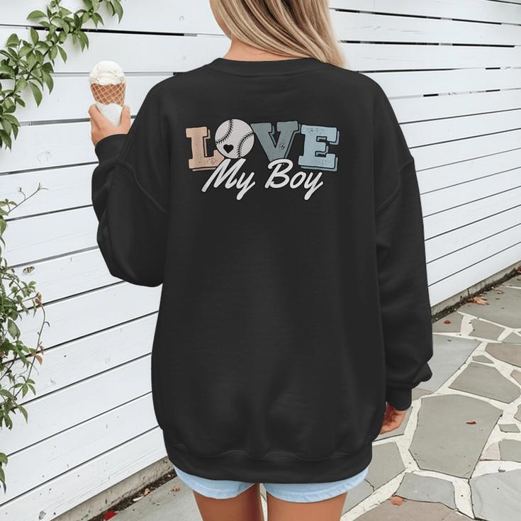 Baseball Mom Love My Boy Retro Casual Letter Print Women's Sweatshirt Back Print
