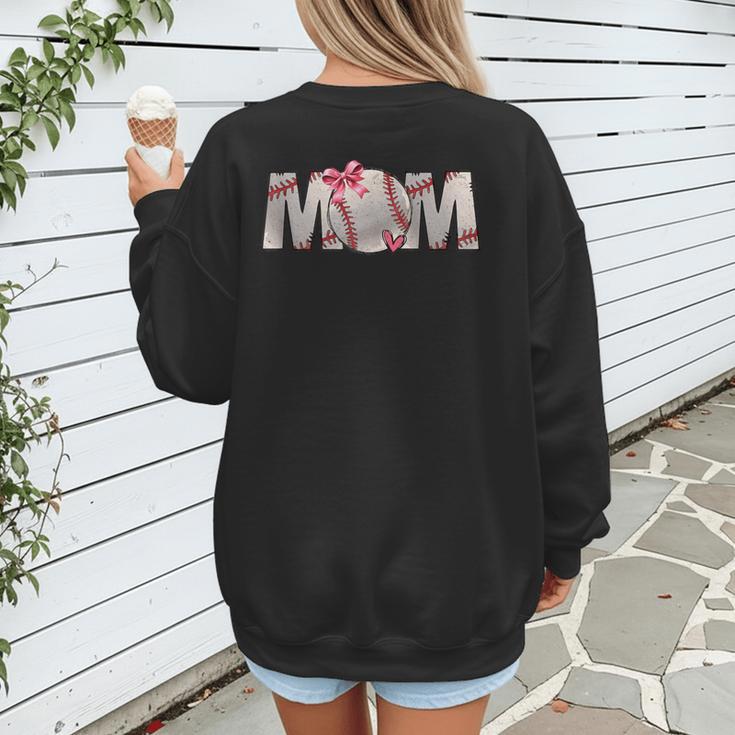 Baseball Mom With Pink Bow Women's Sweatshirt Back Print