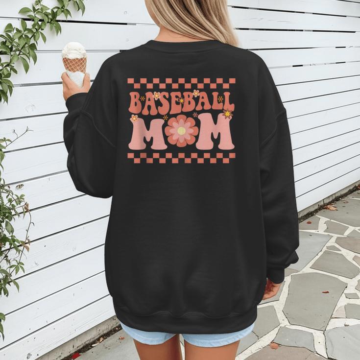 Baseball Mom Baseball Player Mama Women Groovy Women's Sweatshirt Back Print Baseball Mom Baseball Player Mama Women Groovy Women's Sweatshirt Back Print