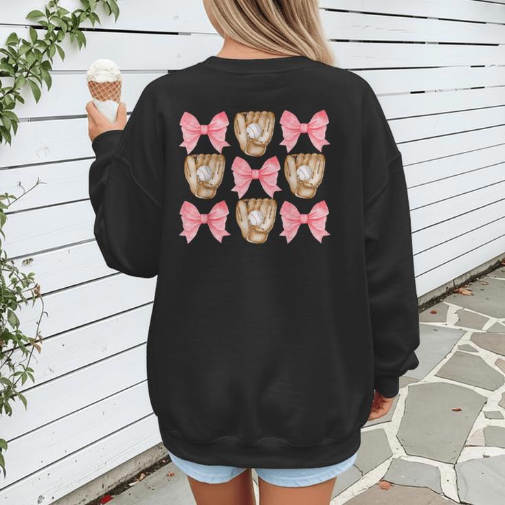 Baseball Mom Sister Tween Teen Girl Girly Pink Bow Preppy Women's Sweatshirt Back Print