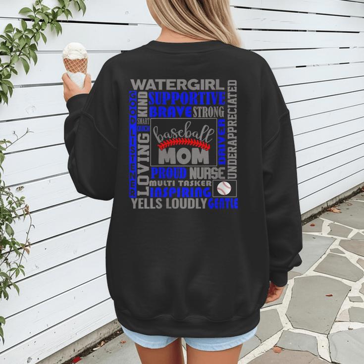 Baseball Mom Traits For Great Mothers Grey And Blue Women's Sweatshirt Back Print Baseball Mom Traits For Great Mothers Grey And Blue Women's Sweatshirt Back Print