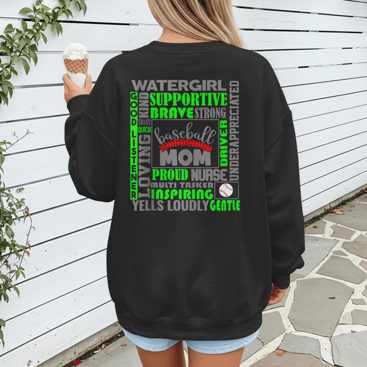 Baseball Mom Traits For Great Mothers Grey And Green Women's Sweatshirt Back Print