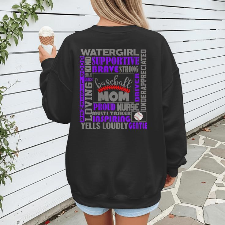 Baseball Mom Traits For Great Mothers Grey And Purple Women's Sweatshirt Back Print