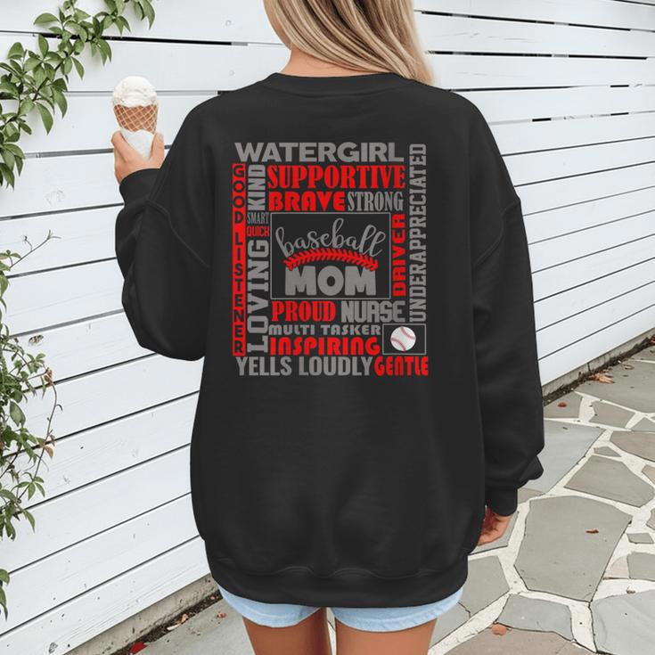 Baseball Mom Traits For Great Mothers Grey And Red Women's Sweatshirt Back Print