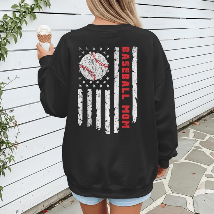 Baseball MOM USA American Flag Patriotic Mama Mother's Day For Women Kids Men Women's Sweatshirt Back Print