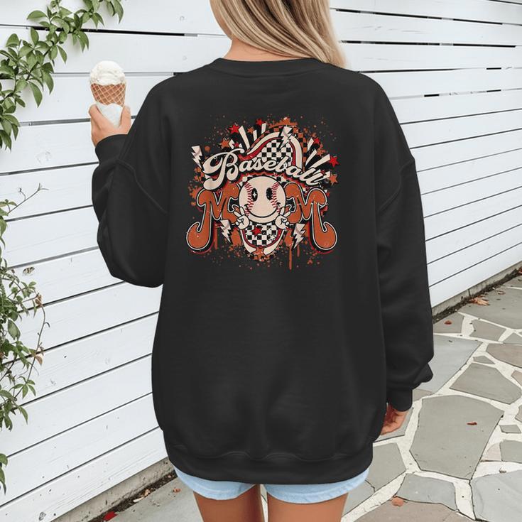 Baseball Mom Vintage Retro Groovy Sport Fan Mother Day Women's Sweatshirt Back Print
