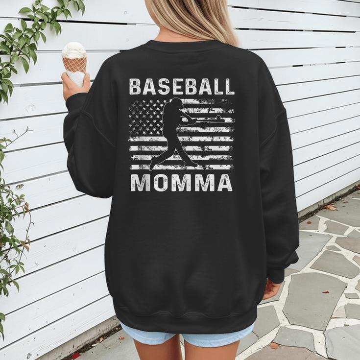 Baseball Momma Mom USA Flag 4th Of July Women's Sweatshirt Back Print Baseball Momma Mom USA Flag 4th Of July Women's Sweatshirt Back Print