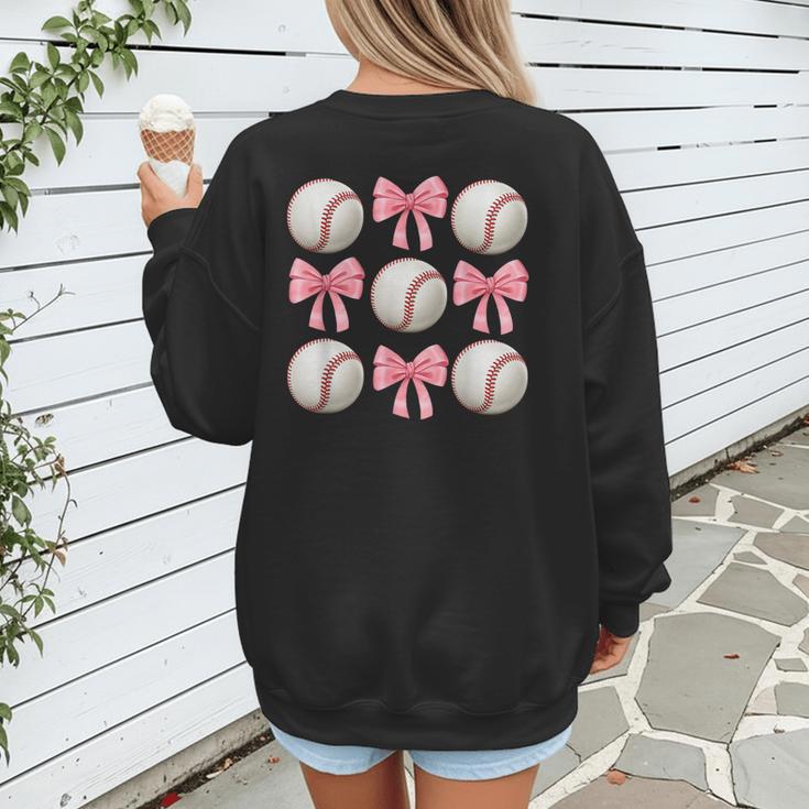 Baseballs And Bows Coquette Baseball Mom Baseball Coach Girl Women's Sweatshirt Back Print