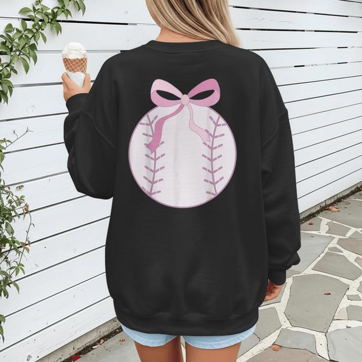 Coquette Baseball Mom Pink Bow Baseball Mama Women's Sweatshirt Back Print Coquette Baseball Mom Pink Bow Baseball Mama Women's Sweatshirt Back Print