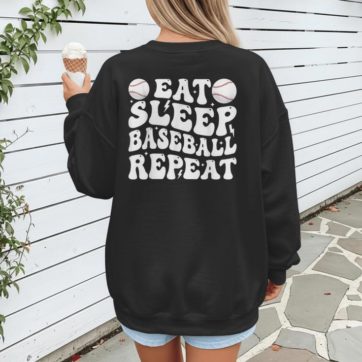Eat Sleep Baseball Repeat Baseball Lover Baseball Mom Girls Women's Sweatshirt Back Print