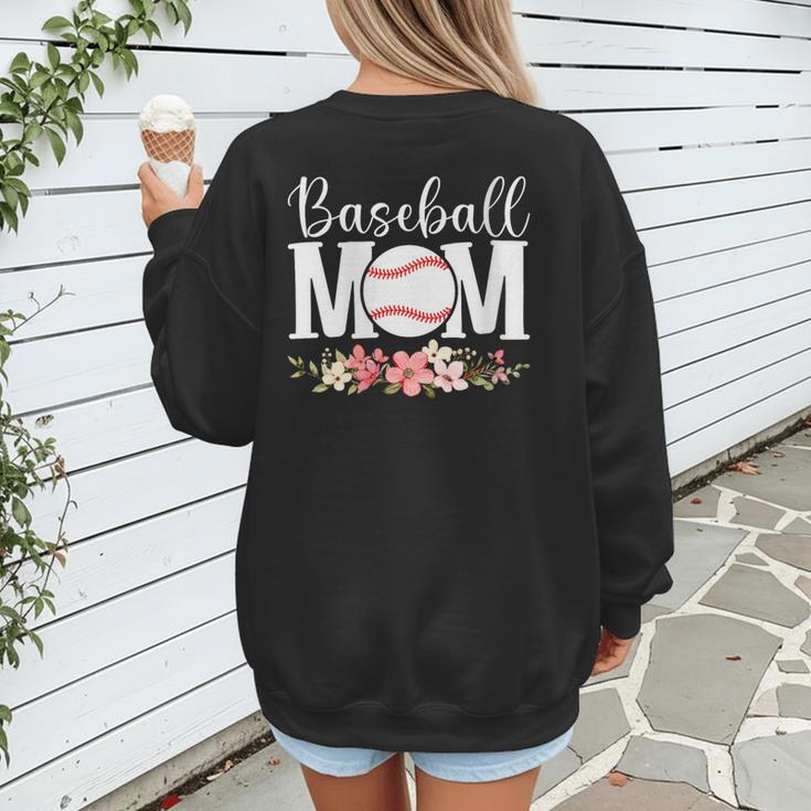 Floral Baseball Mom Mother's Day Cute Baseball Mama Mommy Women's Sweatshirt Back Print Floral Baseball Mom Mother's Day Cute Baseball Mama Mommy Women's Sweatshirt Back Print