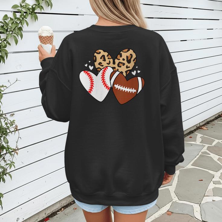 Football Baseball Heart Football Baseball Mom Women's Sweatshirt Back Print Football Baseball Heart Football Baseball Mom Women's Sweatshirt Back Print