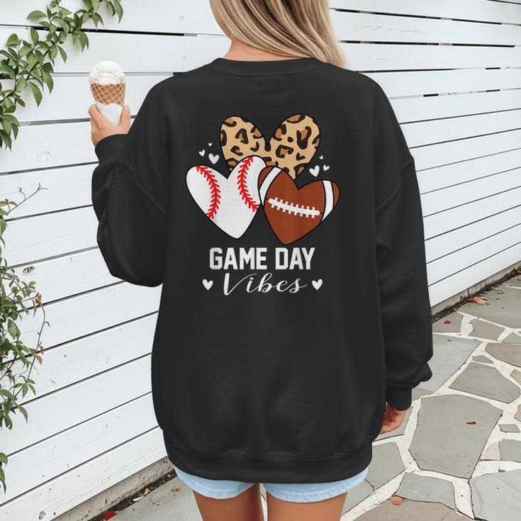 Game Day Vibes Football Baseball Mom Heart Women's Sweatshirt Back Print Game Day Vibes Football Baseball Mom Heart Women's Sweatshirt Back Print