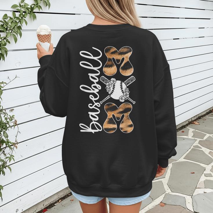 Happy Mother's Day Baseball Mom Leopard Softball Lover Women's Sweatshirt Back Print Happy Mother's Day Baseball Mom Leopard Softball Lover Women's Sweatshirt Back Print