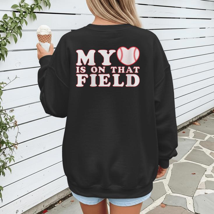 My Heart Is On That Court Baseball Mom Women's Sweatshirt Back Print