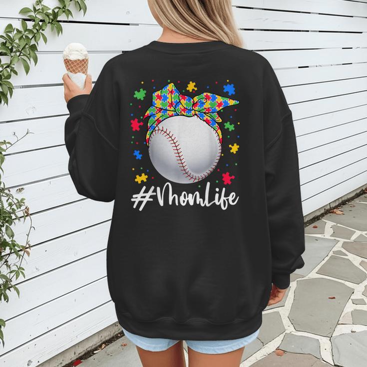 Messy Ball Puzzle Baseball Mom Life Autism Awareness Month Women's Sweatshirt Back Print