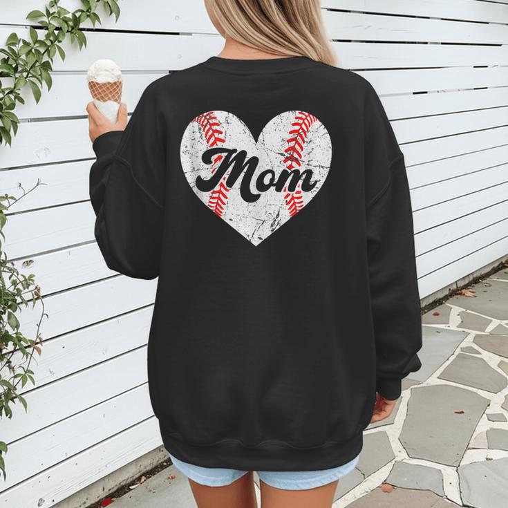 Mother's Day Distressed Heart Baseball Mom Mama Sport Fan Women's Sweatshirt Back Print
