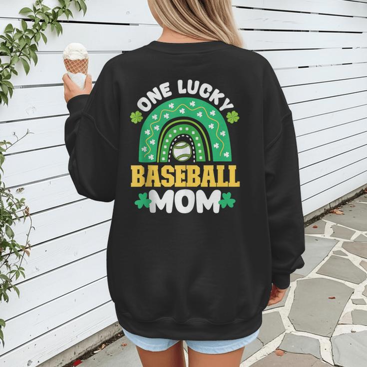 One Lucky Baseball Mom St Patricks Day Rainbow Mother Mama Women's Sweatshirt Back Print