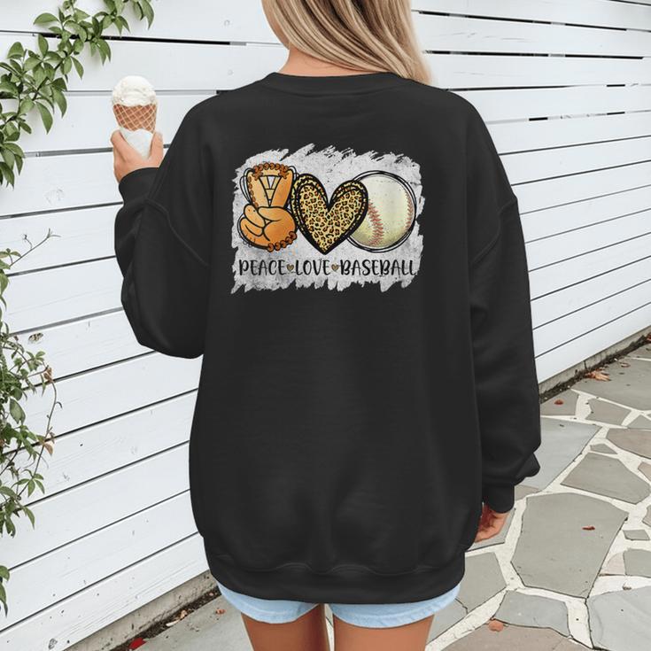Peace Love Baseball Mom Leopard Print Mother's Day Women's Sweatshirt Back Print Peace Love Baseball Mom Leopard Print Mother's Day Women's Sweatshirt Back Print