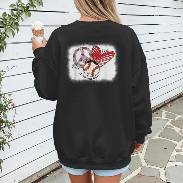 Peace Love Baseball Mom Mommy Women's Sweatshirt Back Print Peace Love Baseball Mom Mommy Women's Sweatshirt Back Print