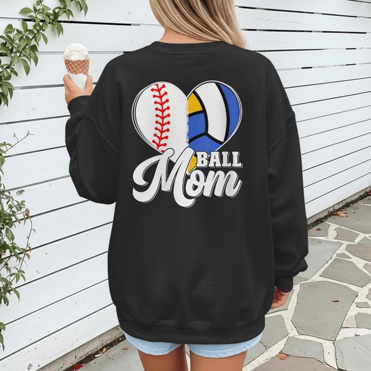 Proud Ball Mom Volleyball Baseball Mom Heart Women's Sweatshirt Back Print