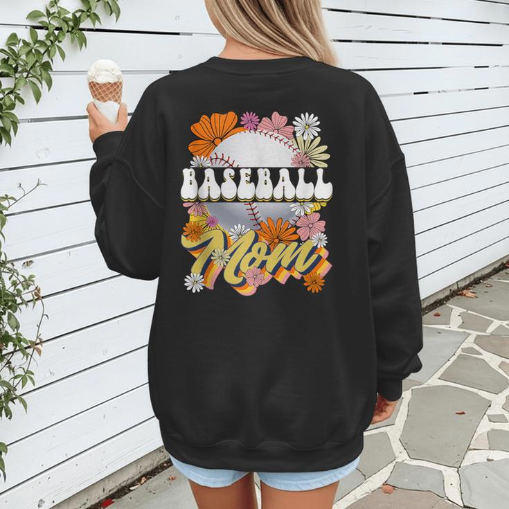Retro Groovy Baseball Mom Family Matching Women Women's Sweatshirt Back Print Retro Groovy Baseball Mom Family Matching Women Women's Sweatshirt Back Print