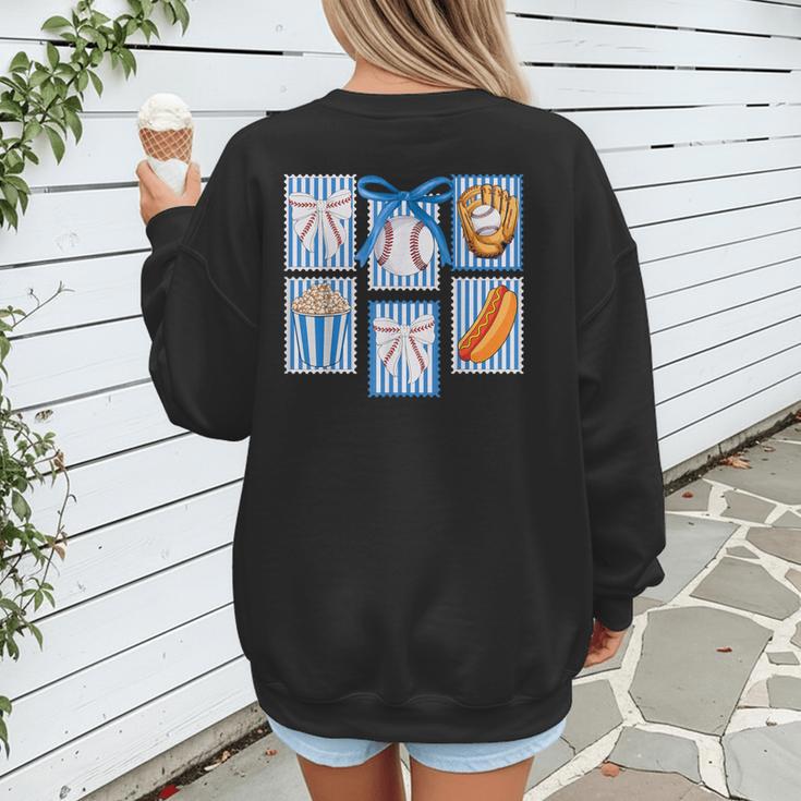 Stamps Coquette Bow Baseball Kids Youth Girls Baseball Mom Women's Sweatshirt Back Print Stamps Coquette Bow Baseball Kids Youth Girls Baseball Mom Women's Sweatshirt Back Print