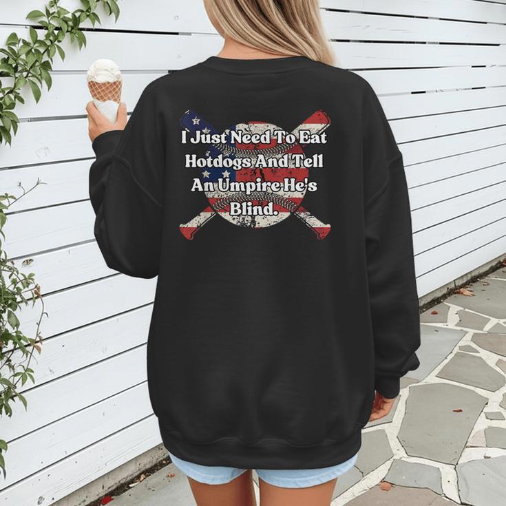 Umpire And Hotdogs 4th July Baseball Moms Women's Sweatshirt Back Print