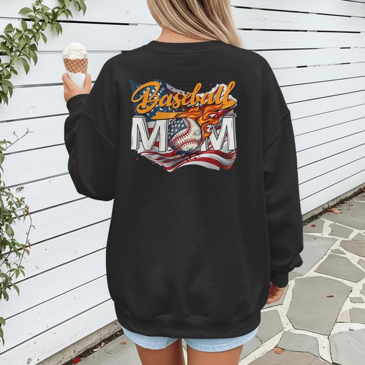 Vintage American Flag Baseball Mom Patriotic 4th July Women's Sweatshirt Back Print Vintage American Flag Baseball Mom Patriotic 4th July Women's Sweatshirt Back Print