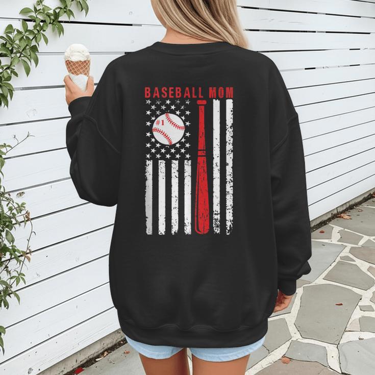Vintage Baseball Flag Women Baseball Mom Women's Sweatshirt Back Print Vintage Baseball Flag Women Baseball Mom Women's Sweatshirt Back Print