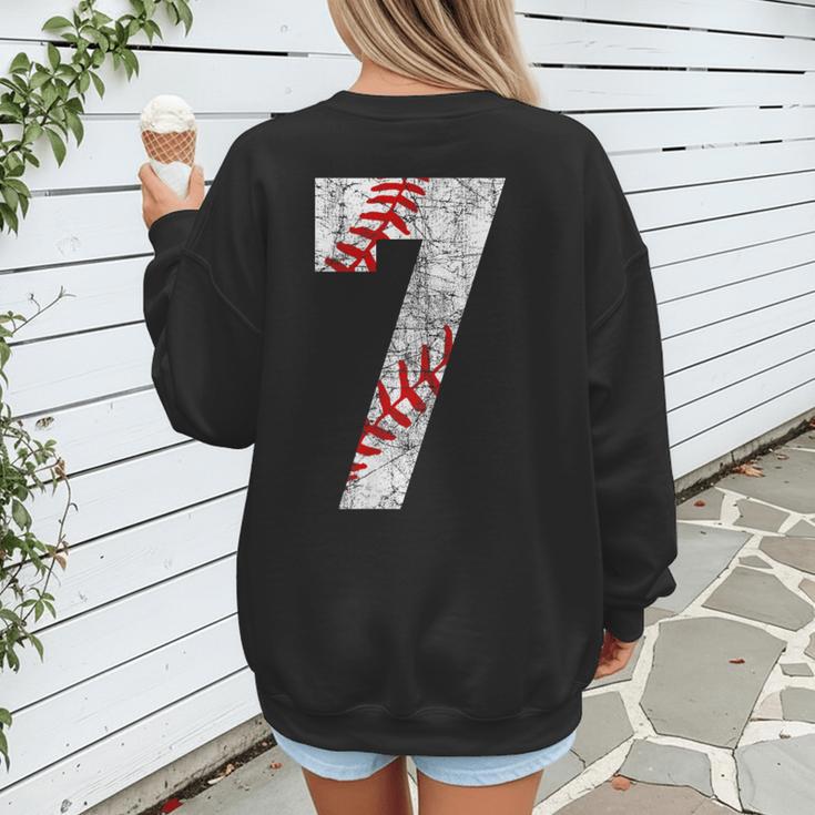 Vintage Baseball Mom 7 Jersey Baseball Favorite Player Women's Sweatshirt Back Print Vintage Baseball Mom 7 Jersey Baseball Favorite Player Women's Sweatshirt Back Print