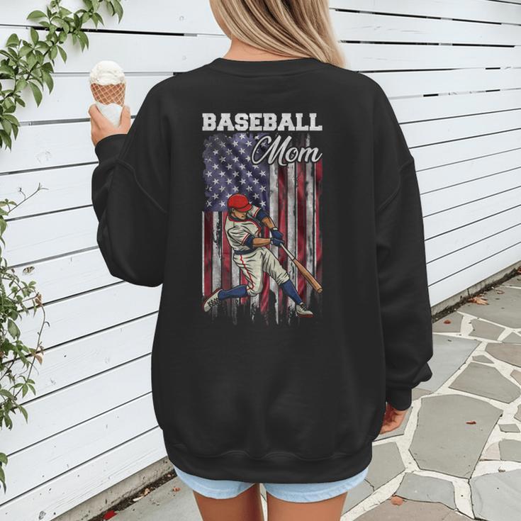 Vintage USA Flag Baseball Player Proud Baseball Mom Women's Sweatshirt Back Print Vintage USA Flag Baseball Player Proud Baseball Mom Women's Sweatshirt Back Print