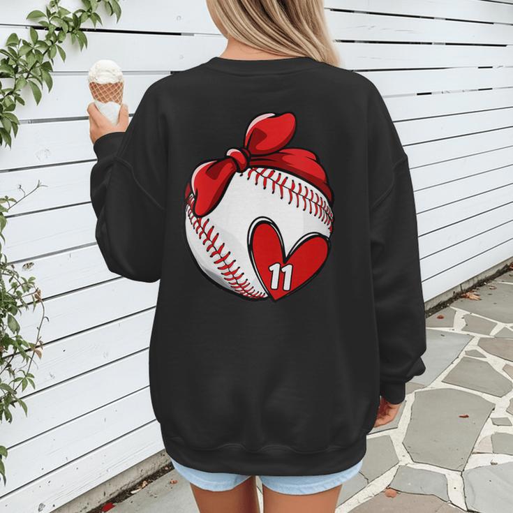 Womens Custom Baseball Mom Number 11 Heart For Mom Mommy Women's Sweatshirt Back Print Womens Custom Baseball Mom Number 11 Heart For Mom Mommy Women's Sweatshirt Back Print