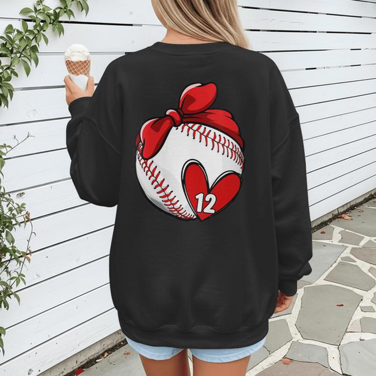 Womens Custom Baseball Mom Number 12 Heart For Mom Mommy Women's Sweatshirt Back Print Womens Custom Baseball Mom Number 12 Heart For Mom Mommy Women's Sweatshirt Back Print