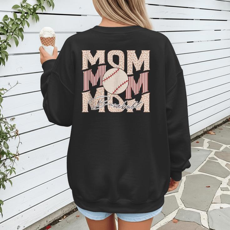 Women's Retro Baseball Mama Distressed Baseball Mom Life Women's Sweatshirt Back Print