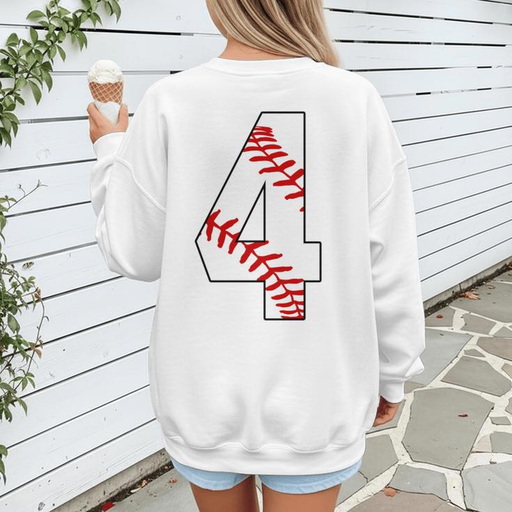 4 Laces 4th Birthday Boy Four Years Baseball Mom T-Shirt Women's Sweatshirt Back Print