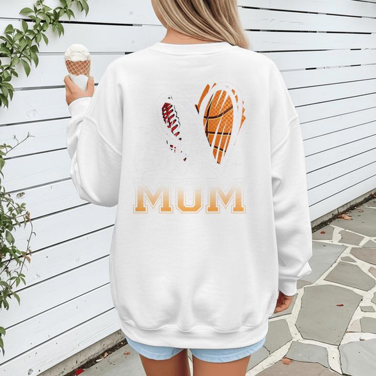 Ball Mom Heart Basketball Baseball Mom Premium Women's Sweatshirt Back Print Ball Mom Heart Basketball Baseball Mom Premium Women's Sweatshirt Back Print