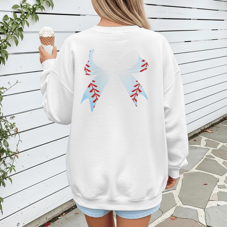 Baseball Bow Baseball Mom Women Baseball Mama Premium Women's Sweatshirt Back Print