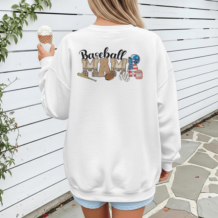 Baseball Mama Leopard Baseball Mom Mother's Day Women's Sweatshirt Back Print Baseball Mama Leopard Baseball Mom Mother's Day Women's Sweatshirt Back Print