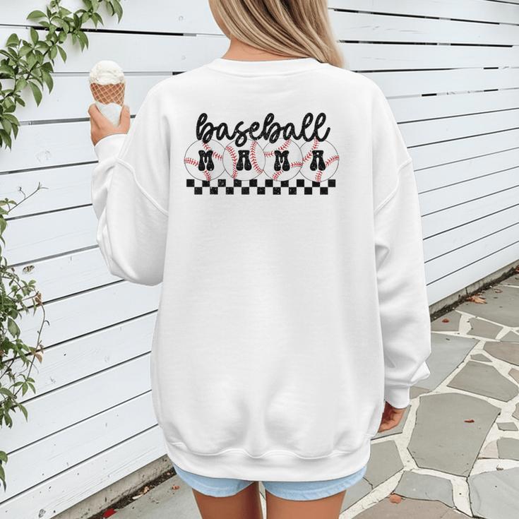 Baseball Mama Retro Groovy Baseball Mom Mother Game Day Women's Sweatshirt Back Print