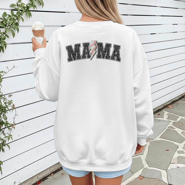 Baseball Mama Rocks Lightning Baseball Mom Mother's Day Women's Sweatshirt Back Print Baseball Mama Rocks Lightning Baseball Mom Mother's Day Women's Sweatshirt Back Print